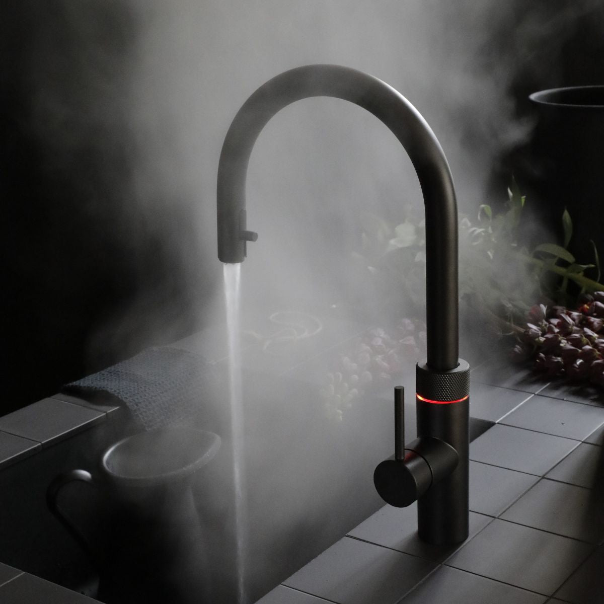 Quooker Flex Boiling Water Tap Black with Steaming Hot Water