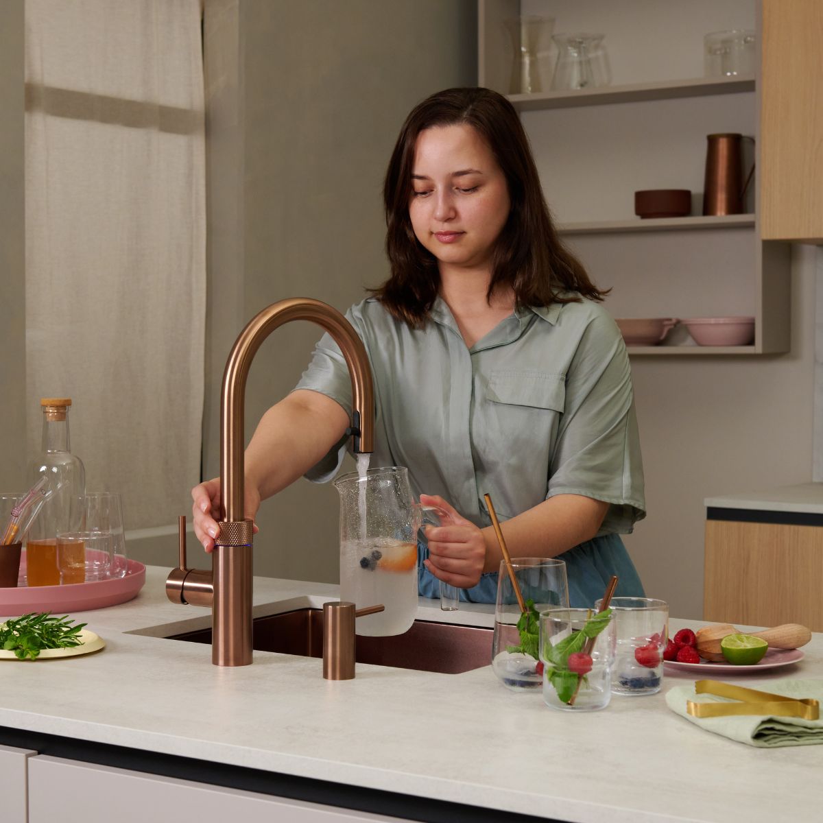 Quooker Flex Boiling Water Tap Rose Copper Refilling Sparkling Water