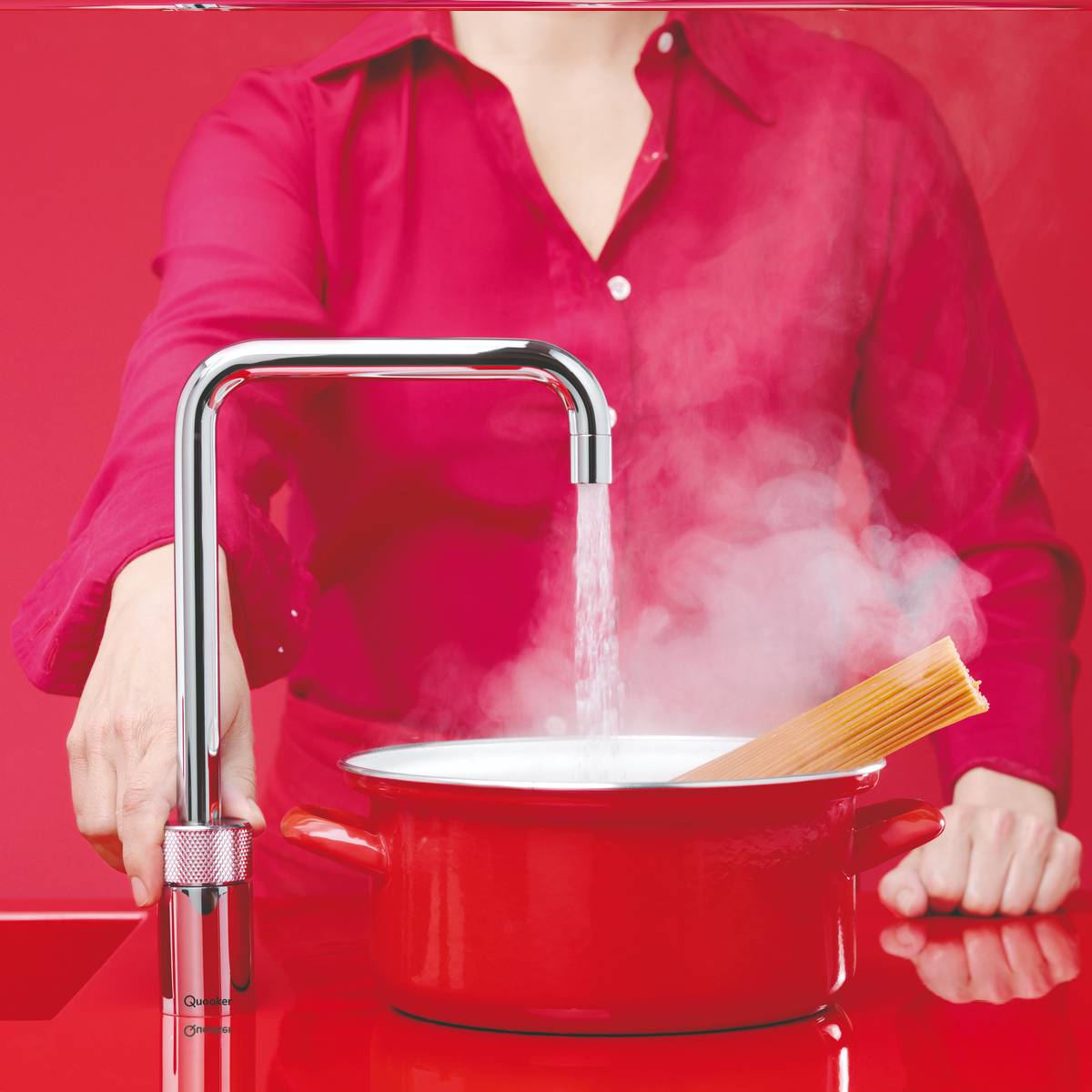 Quooker Nordic Square Boiling Water Single Tap Chrome Cooking Pasta